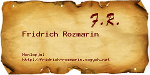Fridrich Rozmarin névjegykártya